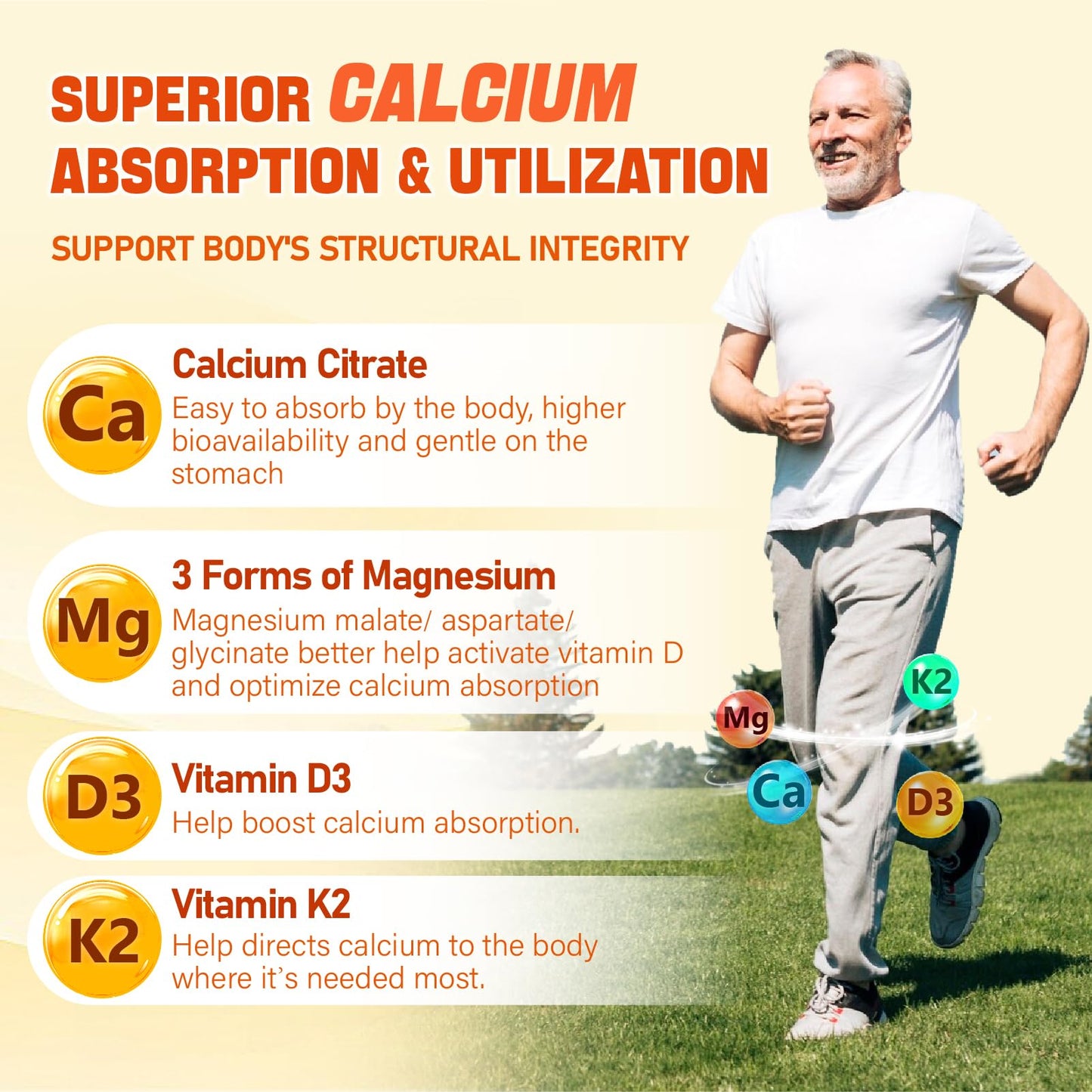 Tcemundry Calcium Magnesium Supplement Gummies 600 mg Calcium Citrate with Vitamin D3 & K2 for Women & Men, Supports Bone Strength, Sleep, Muscles, Energy & Immune Health, 120 Count