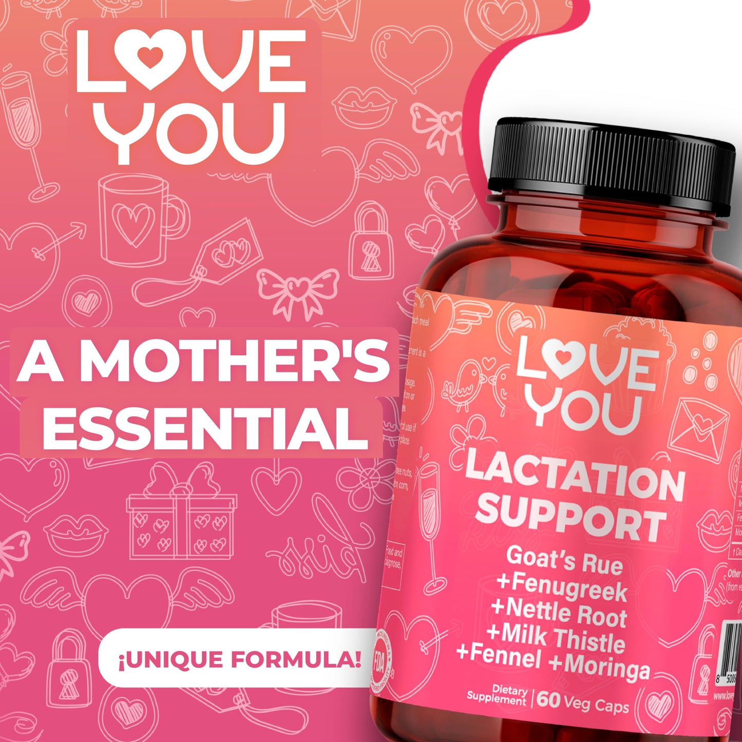 Love You Lactation Support for Breastfeeding Moms Capsule 60 Count