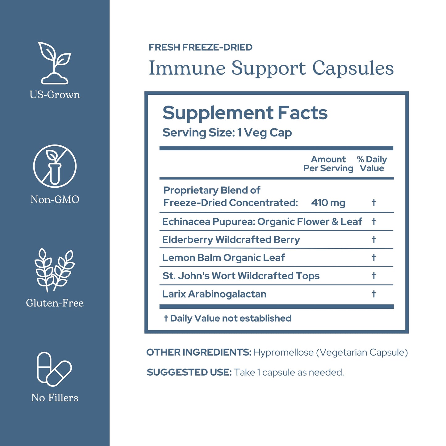 Eclectic Institute Raw Fresh Freeze-Dried Immune Support Capsules 45 Count
