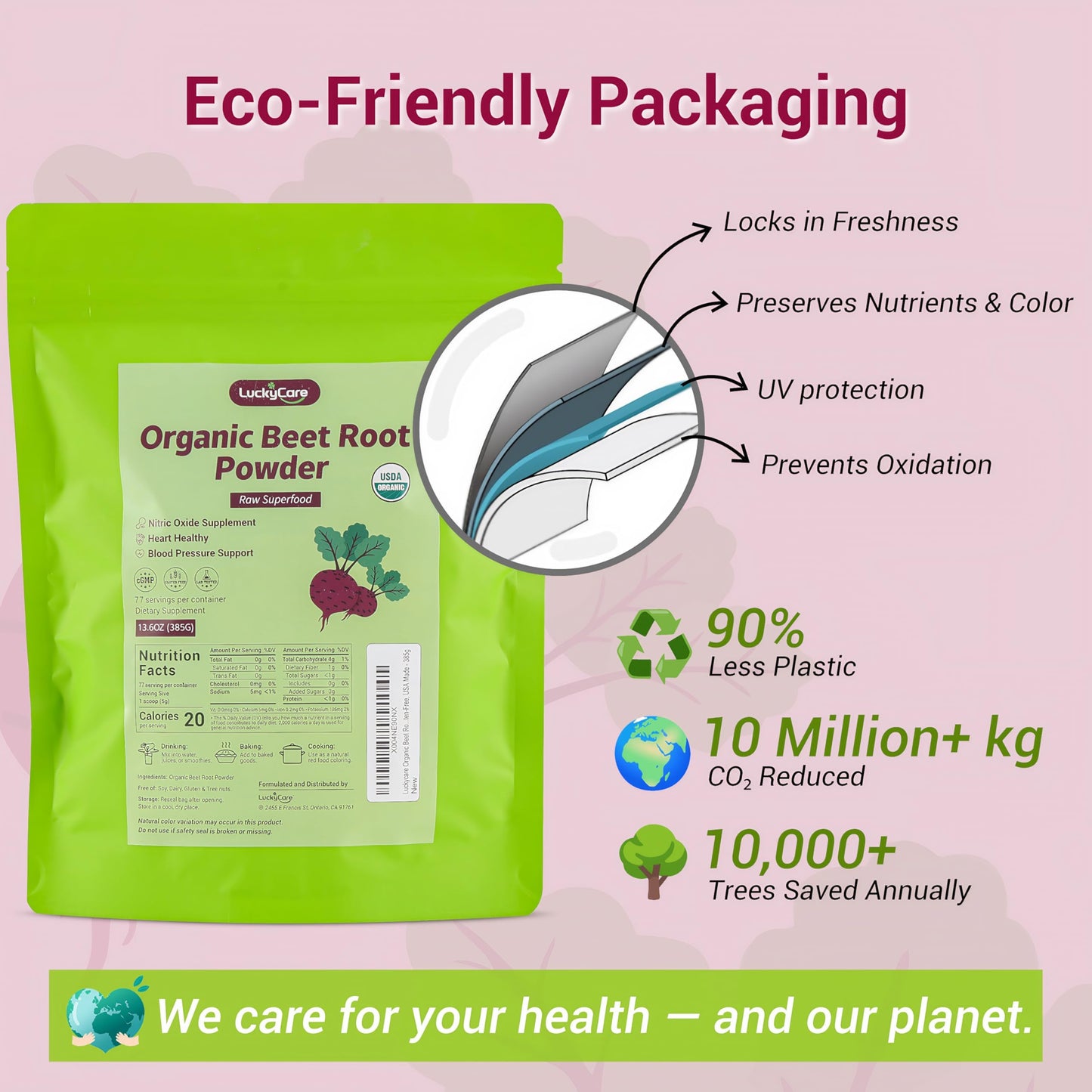 Luckycare Organic Beet Root Powder 13.6 oz