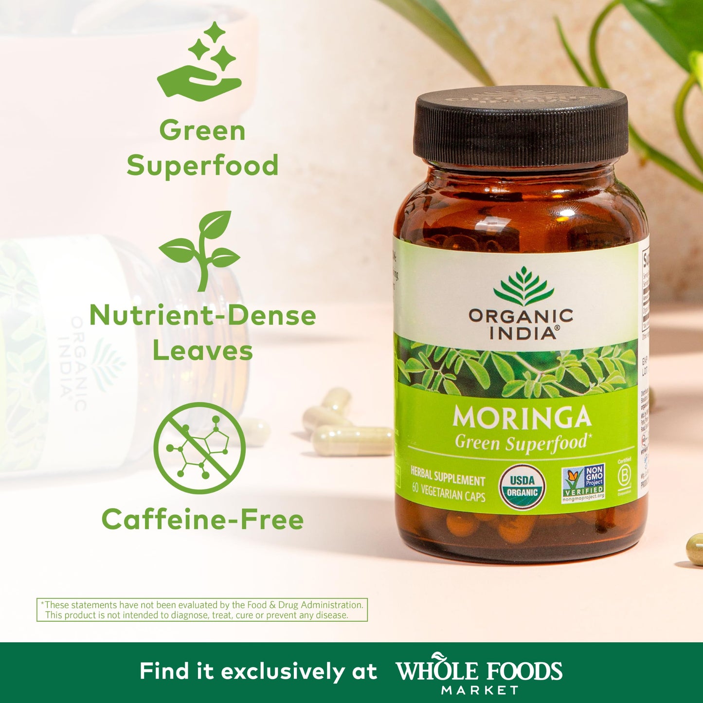 Organic India Moringa Capsules, 60 Count