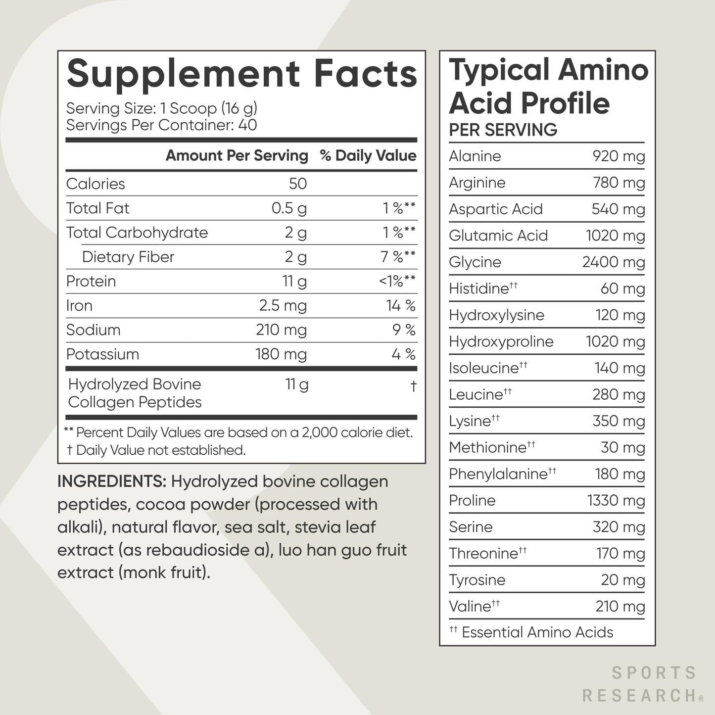 Sports Research Collagen Peptides Protein Powder, Dark Chocolate 22.58 oz