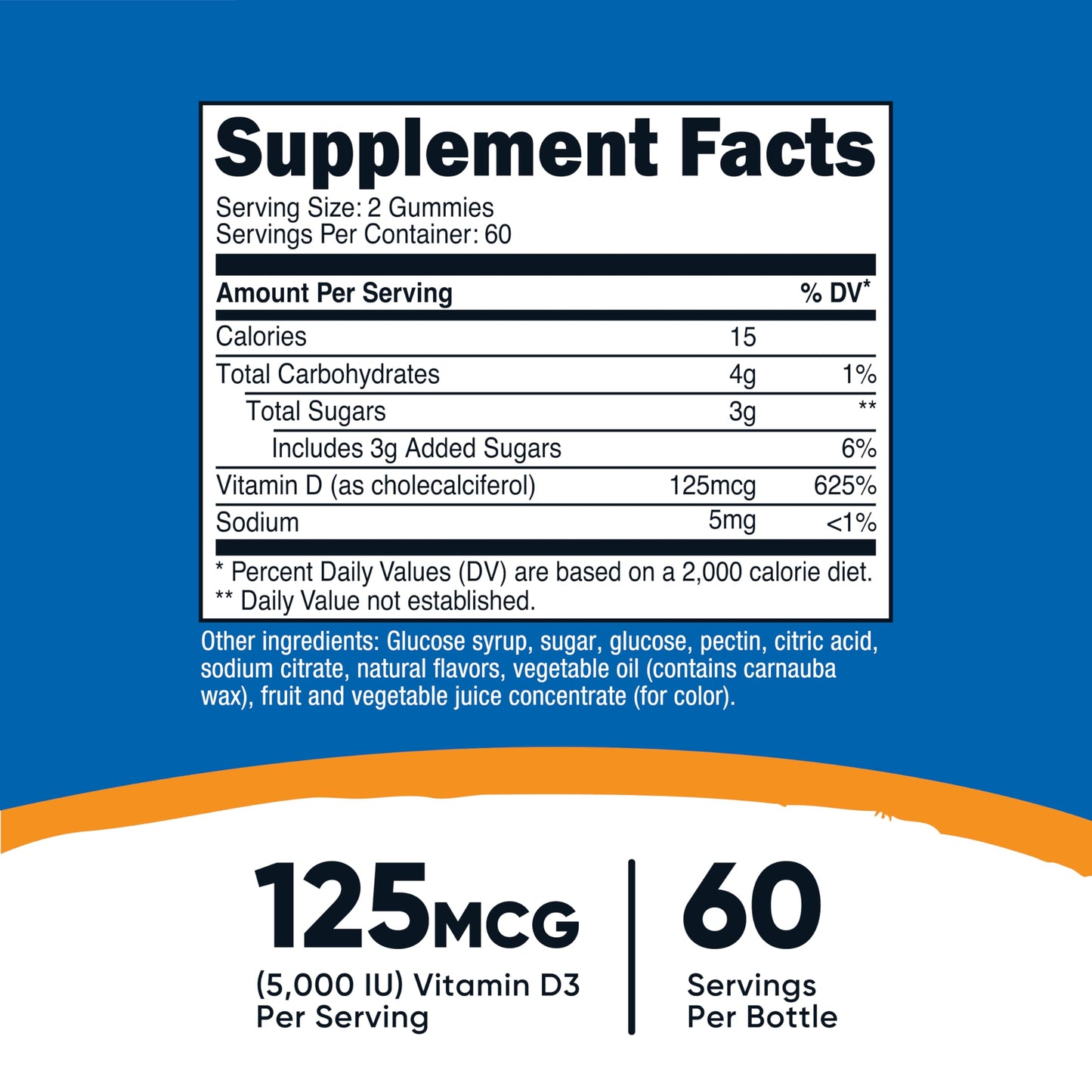 Nutricost Vitamin D3 5,000 IU (125mcg) 120 Gummies