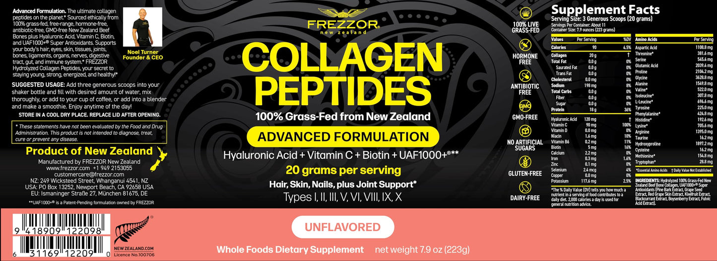 FREZZOR Collagen Peptides Powder 15.8 Ounces (Pack of 2)