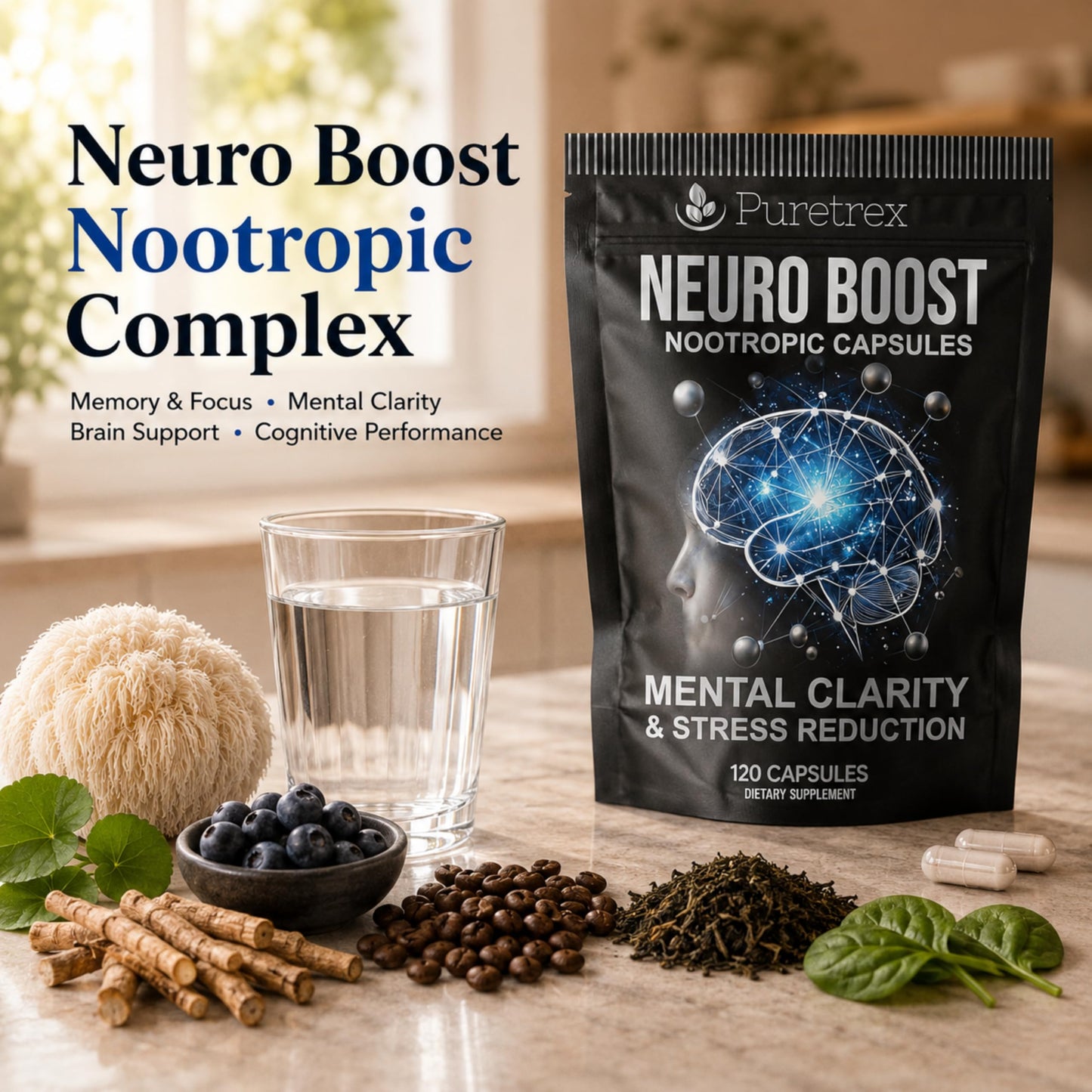 PURETREX Neuro Boost Nootropic Capsules 1 Count