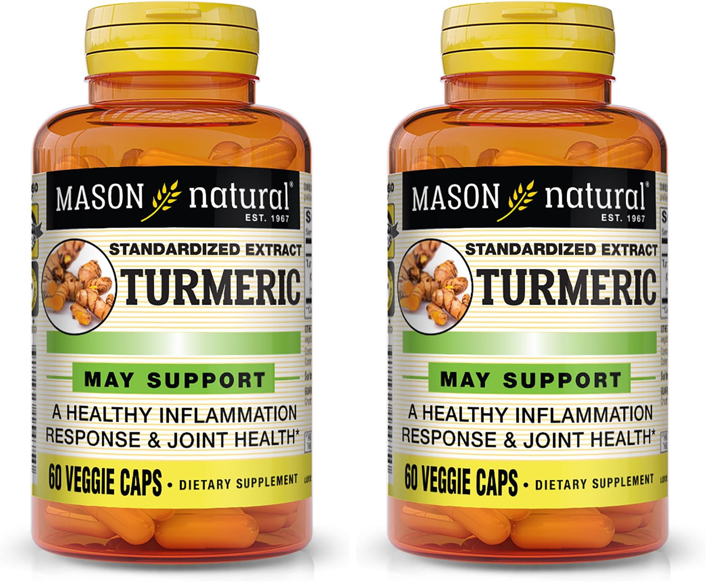 Mason Natural Turmeric 500 mg Capsules with 95% Curcuminoids for Overall Wellness & Joint Support, 120 Capsules