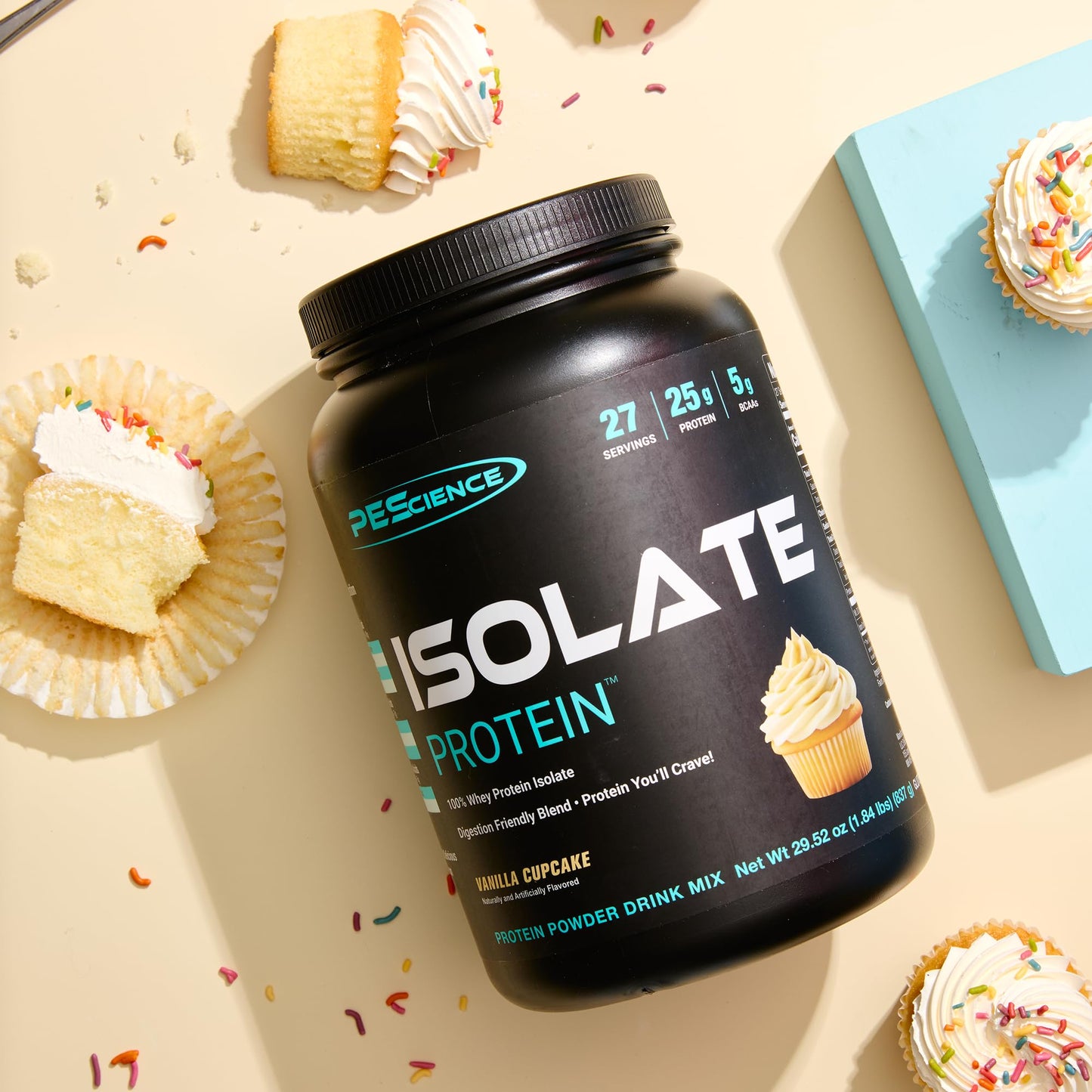 PEScience Isolate Whey Protein Powder Vanilla Cupcake, 29 Servings