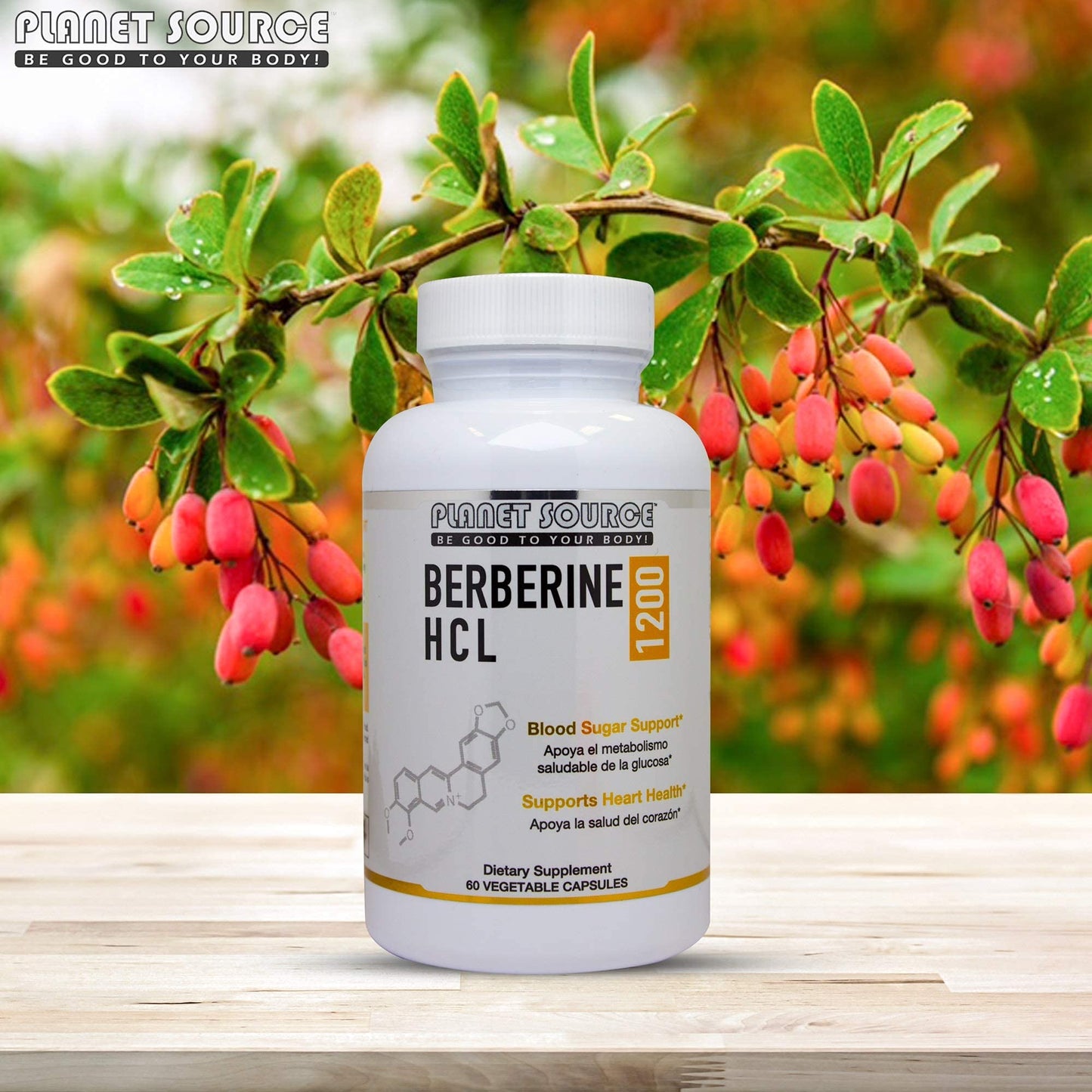 Planet Source Berberine HCl 1200 Mg per Serving Capsule 60 Count