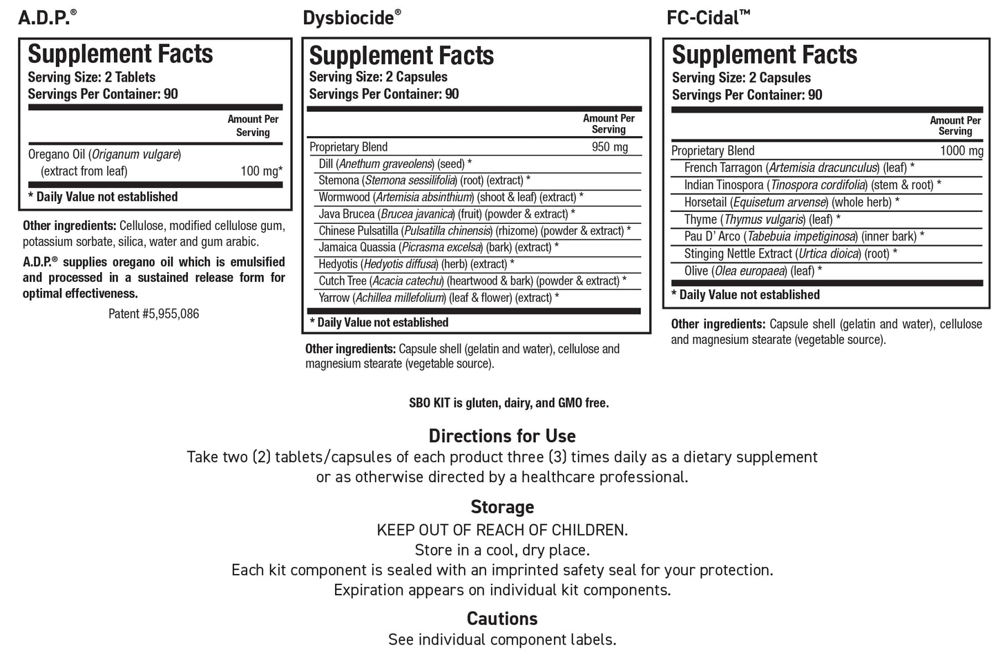 BIOTICS RESEARCH SBO Kit Intestinal Support, Capsules & Tablets, 270