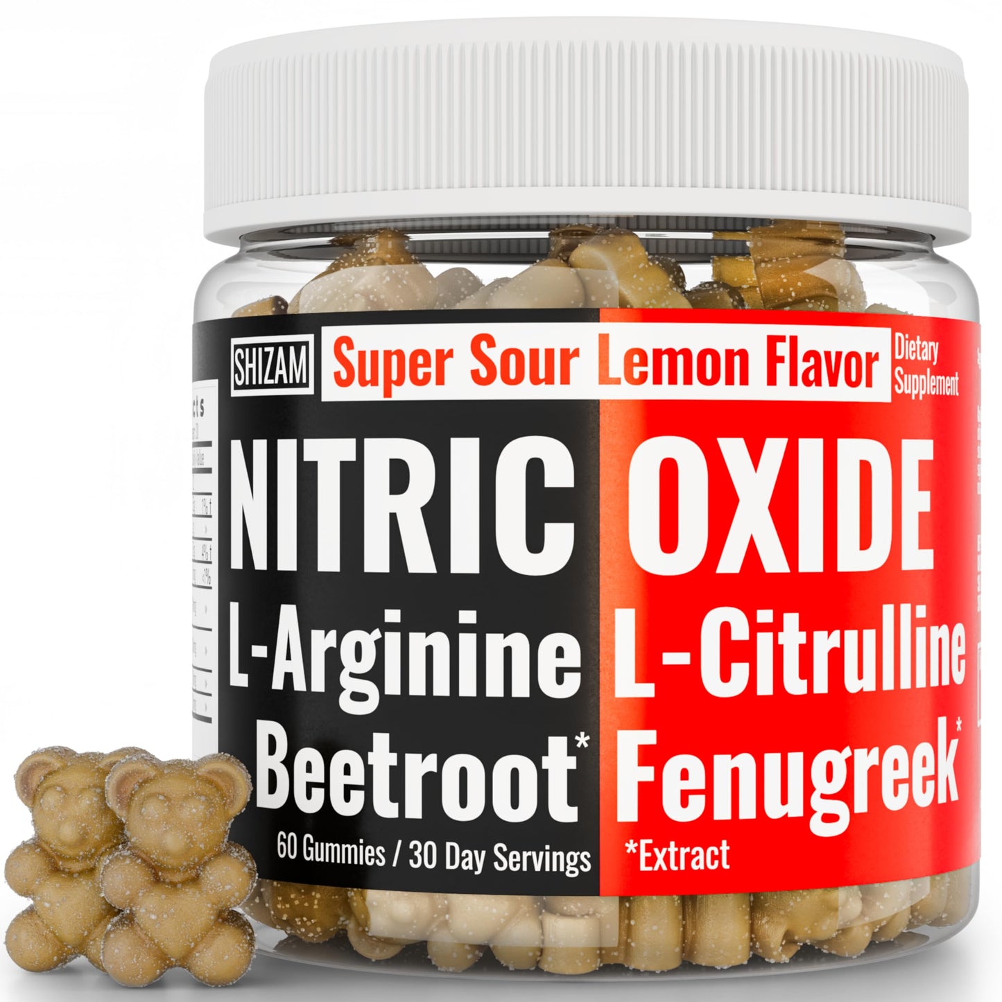 SHIZAM Beets Fenugreek Super Nitric Oxide Gummies with L-Arginine L-Citrulline Beet Root Chewables, 60 Count