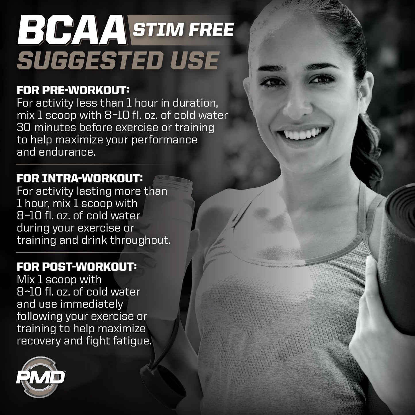 PMD Sports BCAA Stim-Free Amino Acids Watermelon Flavor Powder 9.2 Ounce