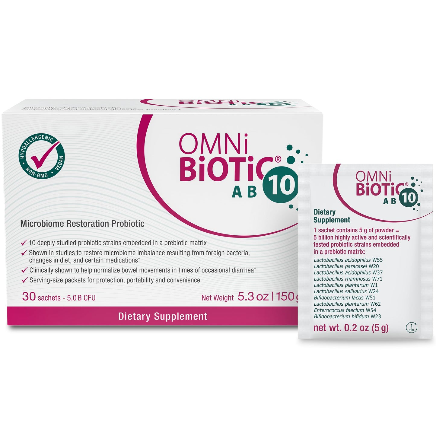 OMNi BiOTiC AB 10 Clinically Tested Restorative Probiotic Powder 5.3 Ounce
