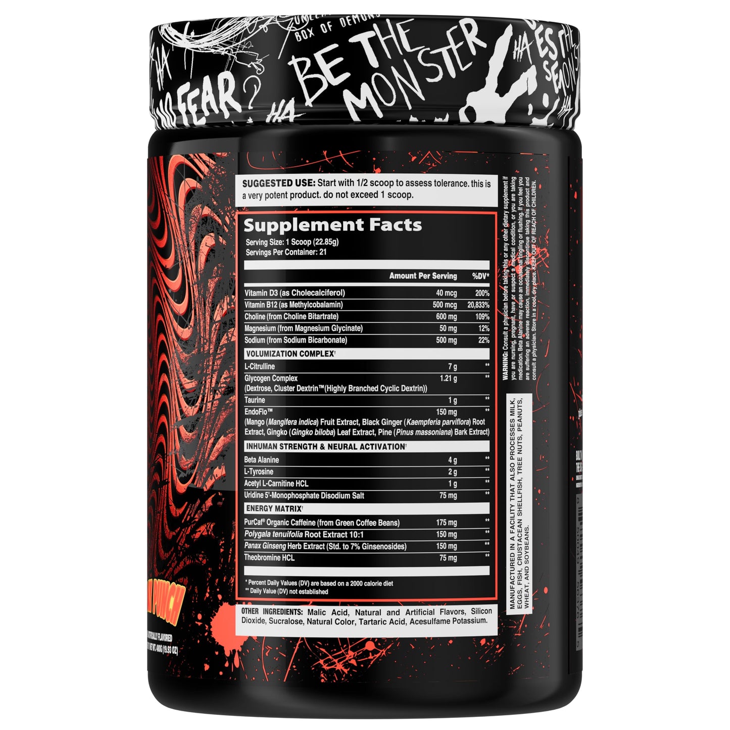 AFTERDARK Mentis Pre Workout Powder 175mg Natural Caffeine Birthday Punch 30 Capsules