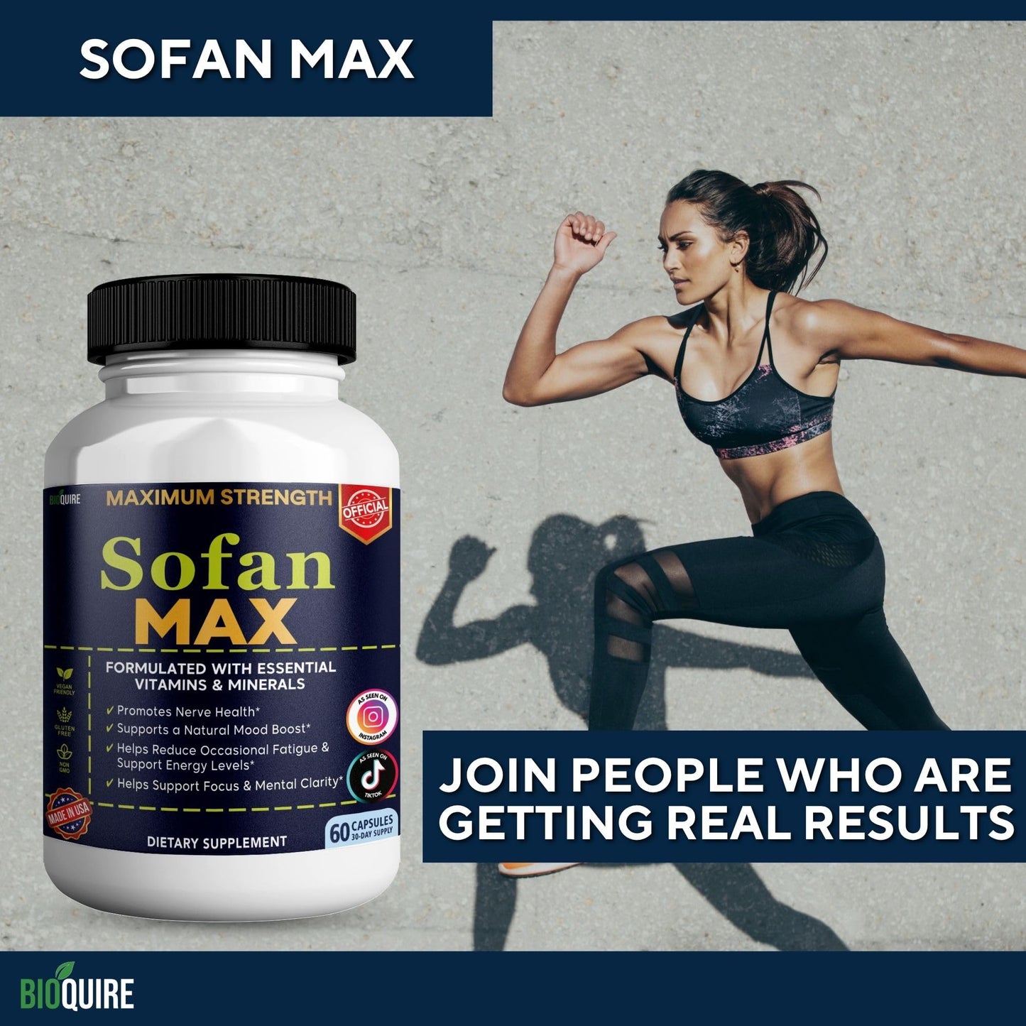 BIOQUIRE Sofan Maximum Strength Nerve Support Supplement, Capsule, 60 Capsules