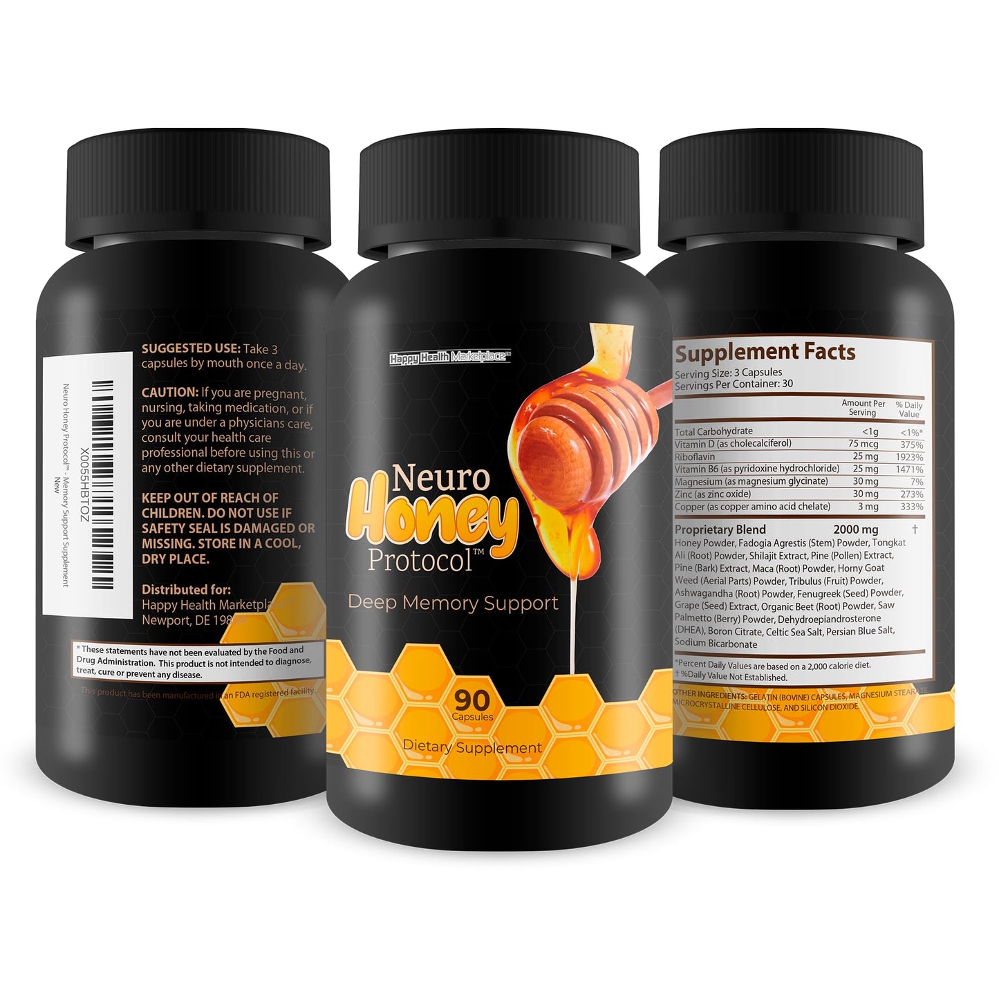 Happy Health Marketplace Neuro Honey Protocol Capsules 90 Count