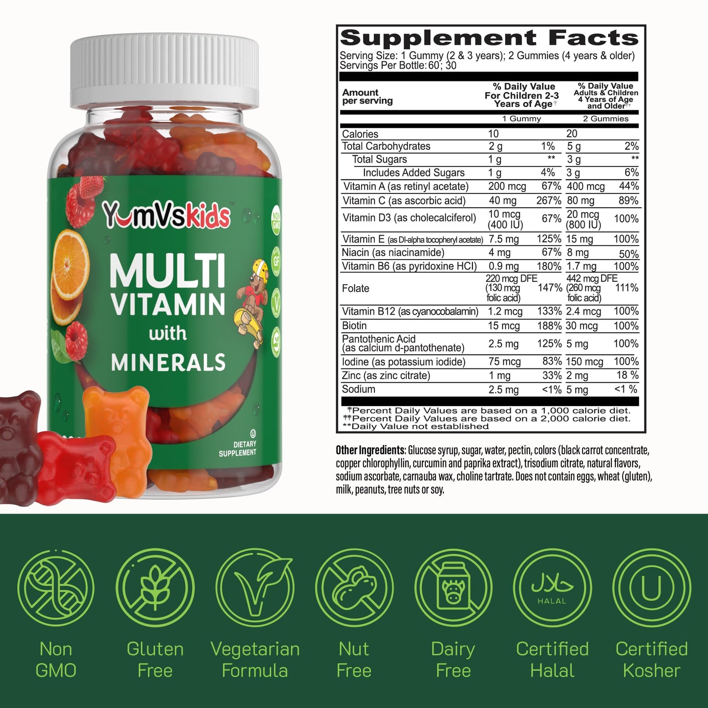 YUM-V'S Kids Multivitamin Gummies 120 Count