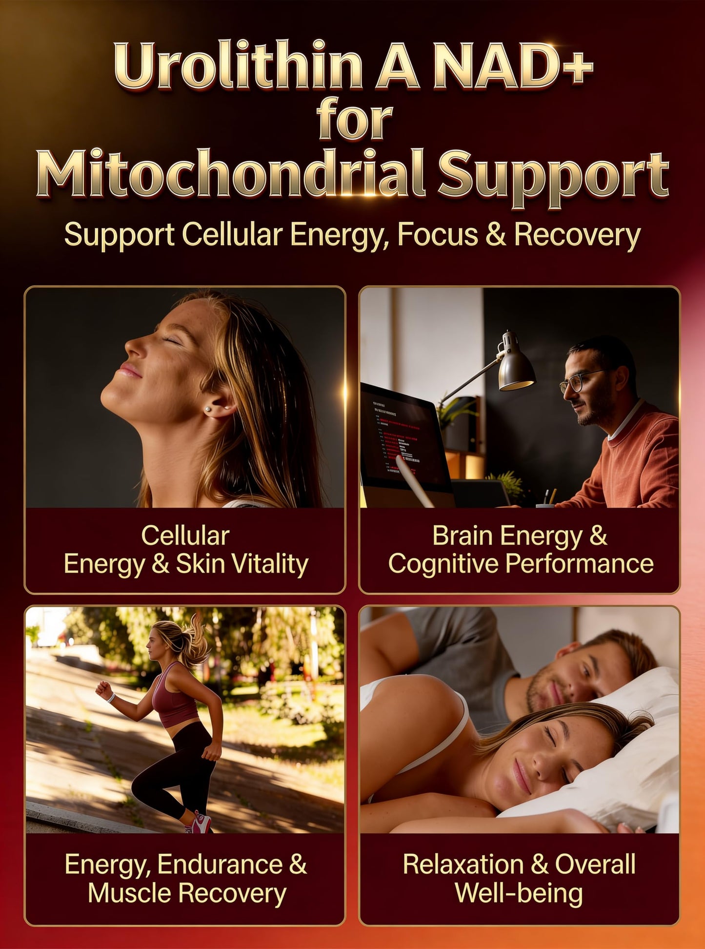 GulpGrove Urolithin A Premium 6-in-1 Mitochondrial Support Supplement 120 Softgels