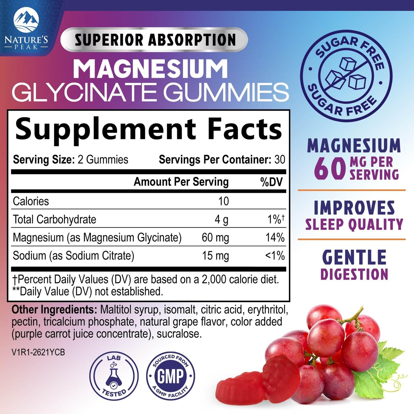 Nature's Peak Magnesium Glycinate Gummies 60 Gummies