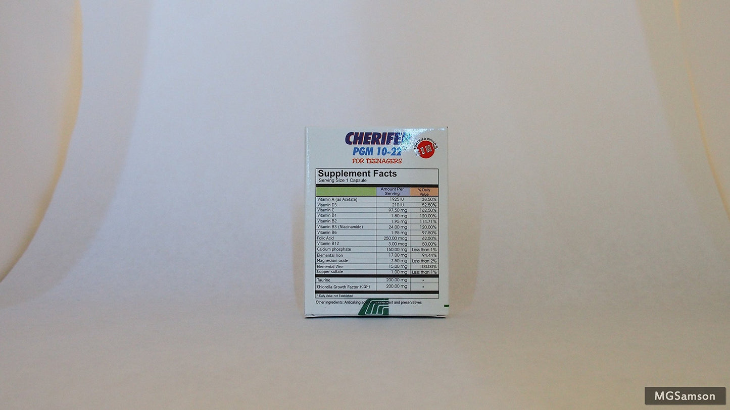 Cherifer PGM 10-22 with High Chlorella Growth Factor for Teenager Capsules, 30 Count