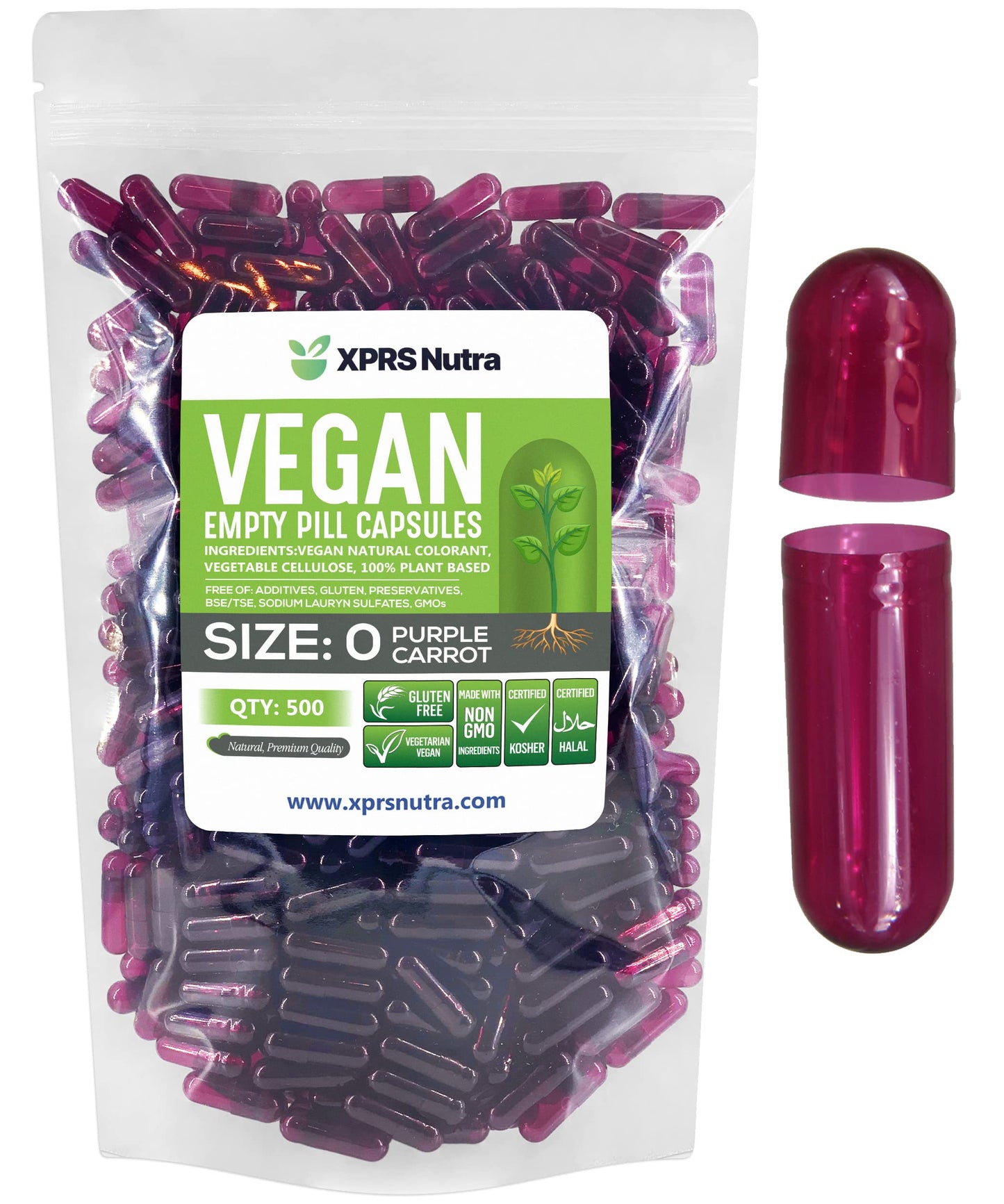 XPRS Nutra Size 0 Empty Capsules 500 Count Capsule