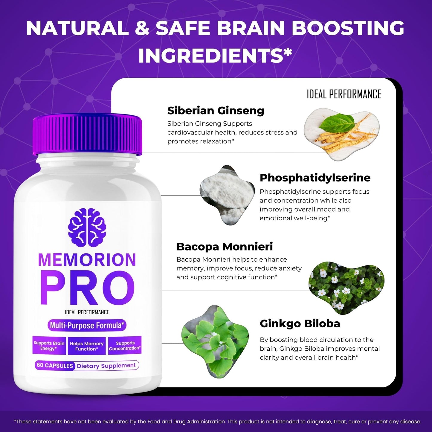 IDEAL PERFORMANCE Memorion Pro Premium Capsules, 60 Capsules
