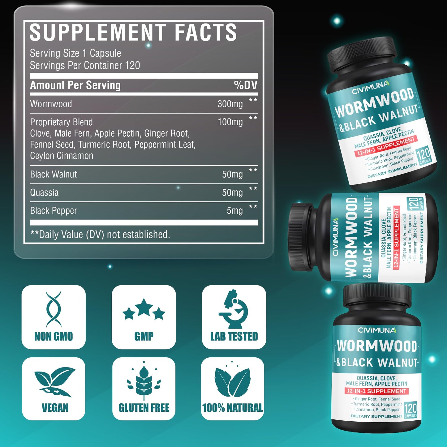 CIVIMUNA Soursop Graviola Capsules with Elderberry, Turmeric, Ginger, Milk Thistle, Tart Cherry and More 120 Capsules