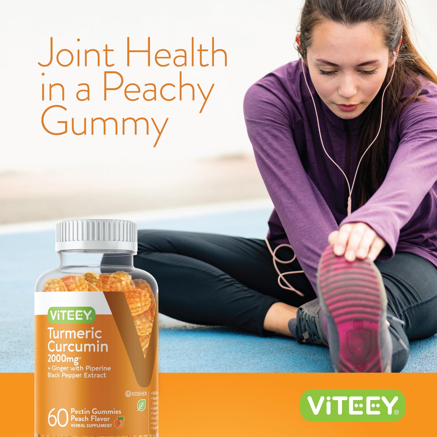 Viteey Turmeric Gummies with Turmeric Curcumin, Ginger & Black Pepper Extract Gummy 120 Count