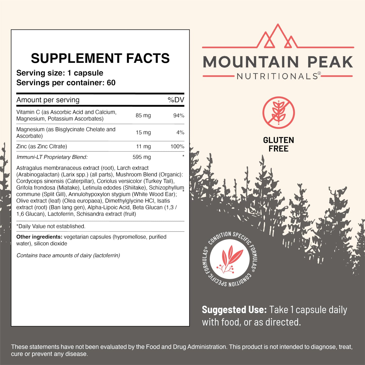 Mountain Peak Nutritionals Immuni-LT Immune System & Whole Body Support Supplement - Power Packed Immune Booster, Dynamic Immune Defense with Essential Vitamins & Minerals, 60 Capsules