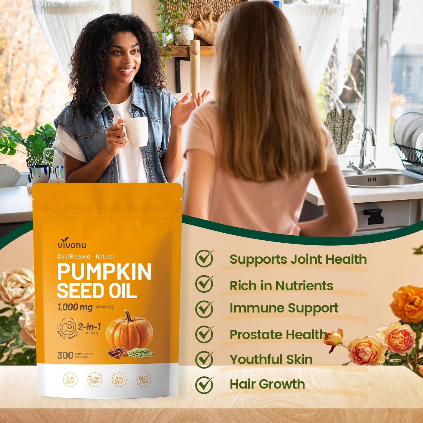 VivoNu Pumpkin Seed Oil with Saw Palmetto Softgels 300
