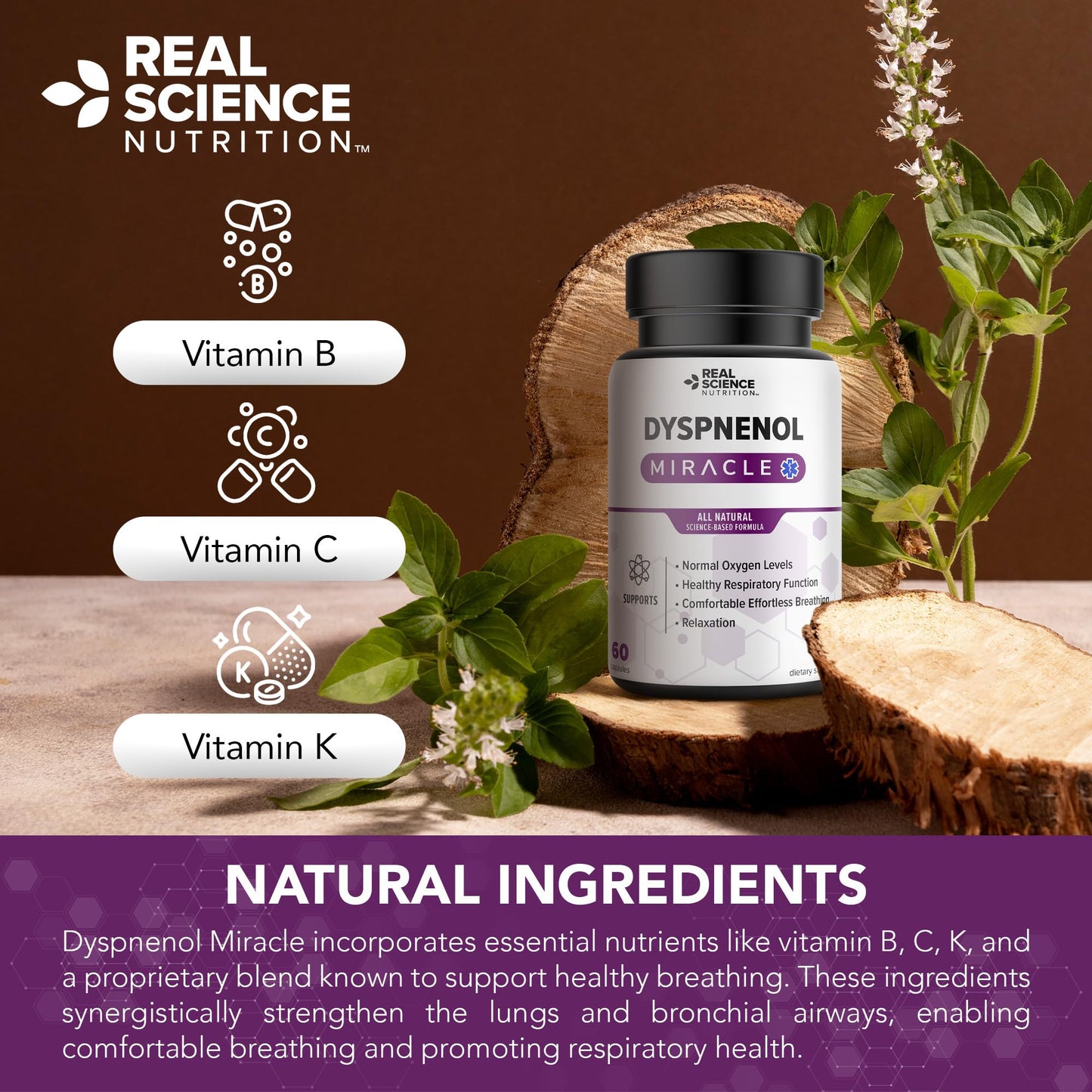 Real Science Nutrition Dyspnenol Miracle Capsule, 60 Count