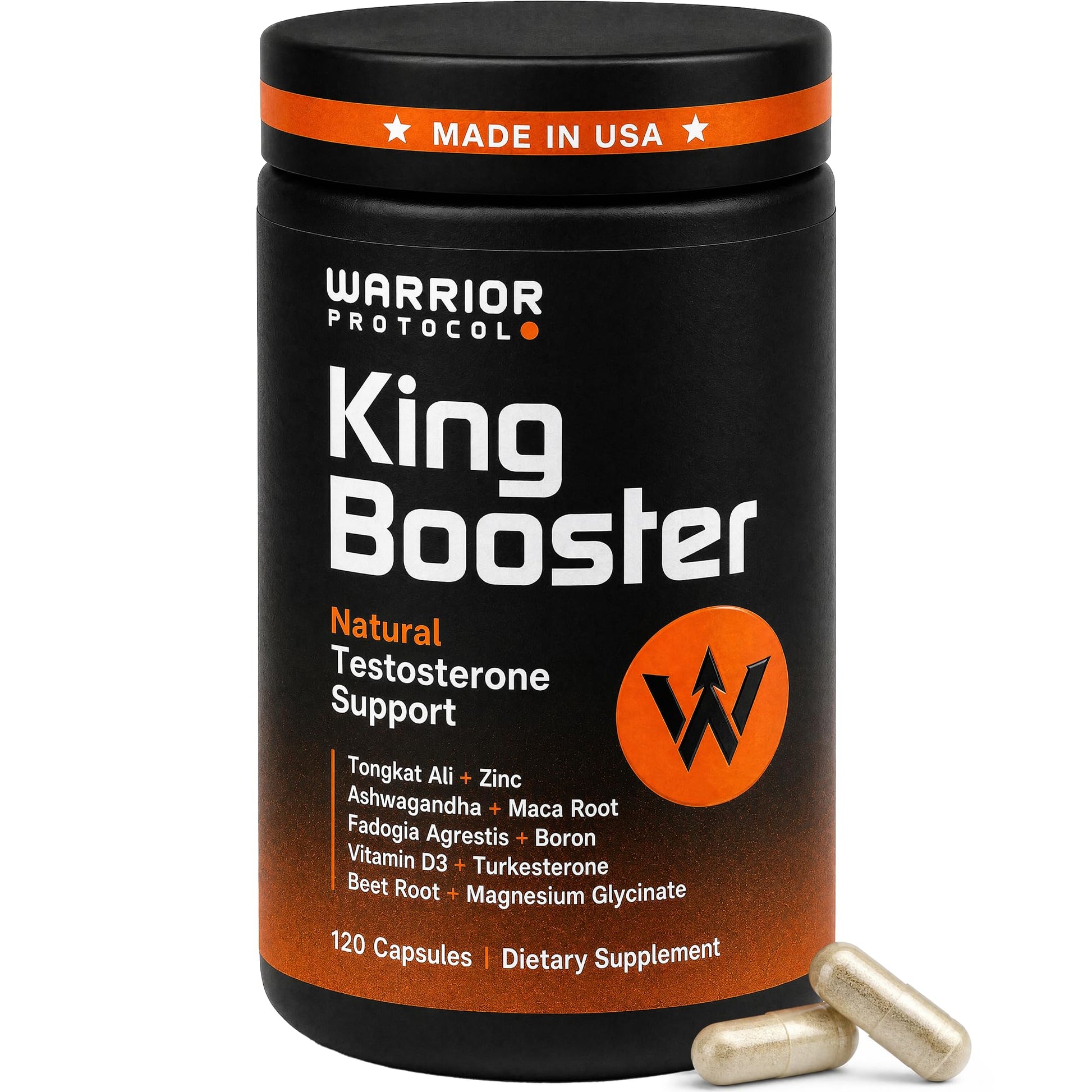 WARRIOR PROTOCOL King Booster Natural Testosterone Booster for Men Capsules 120 Count