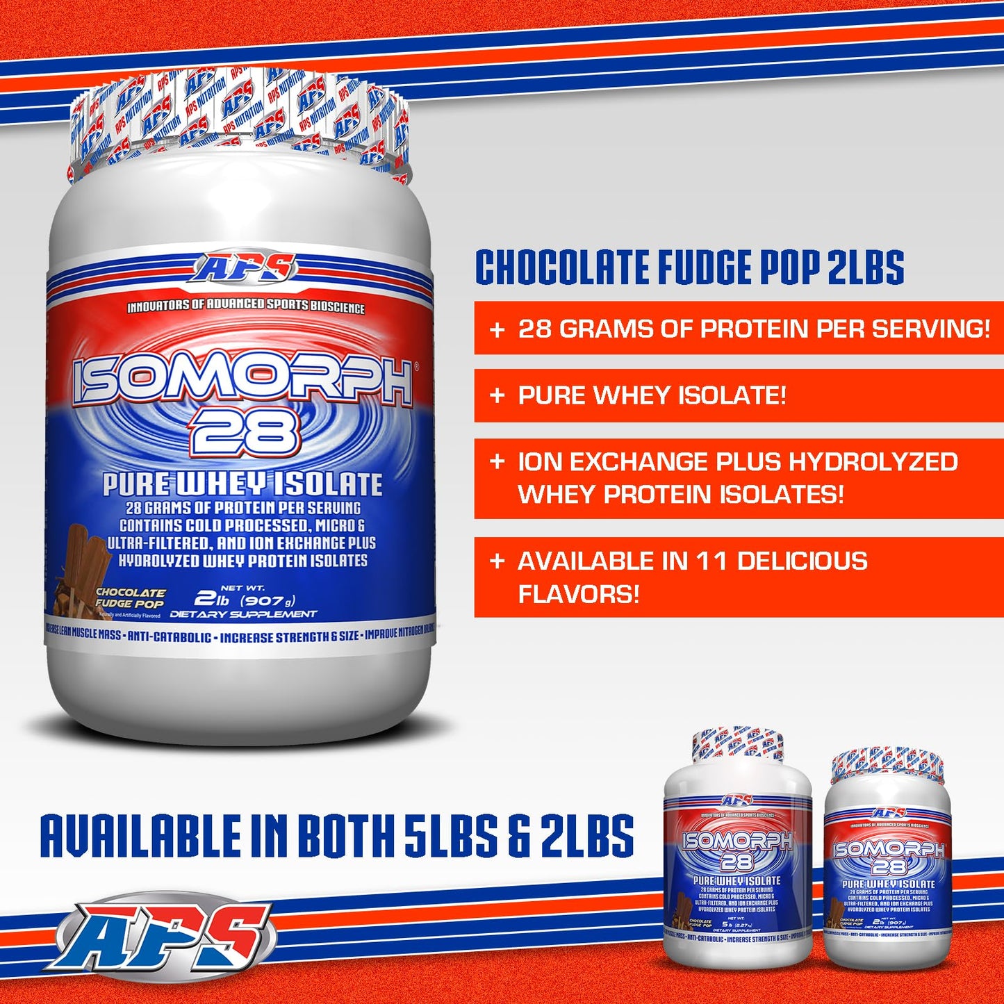 APS Nutrition Isomorph 28 Protein Powder Whey Isolate, 28g Protein, 2 lb, 32 Servings