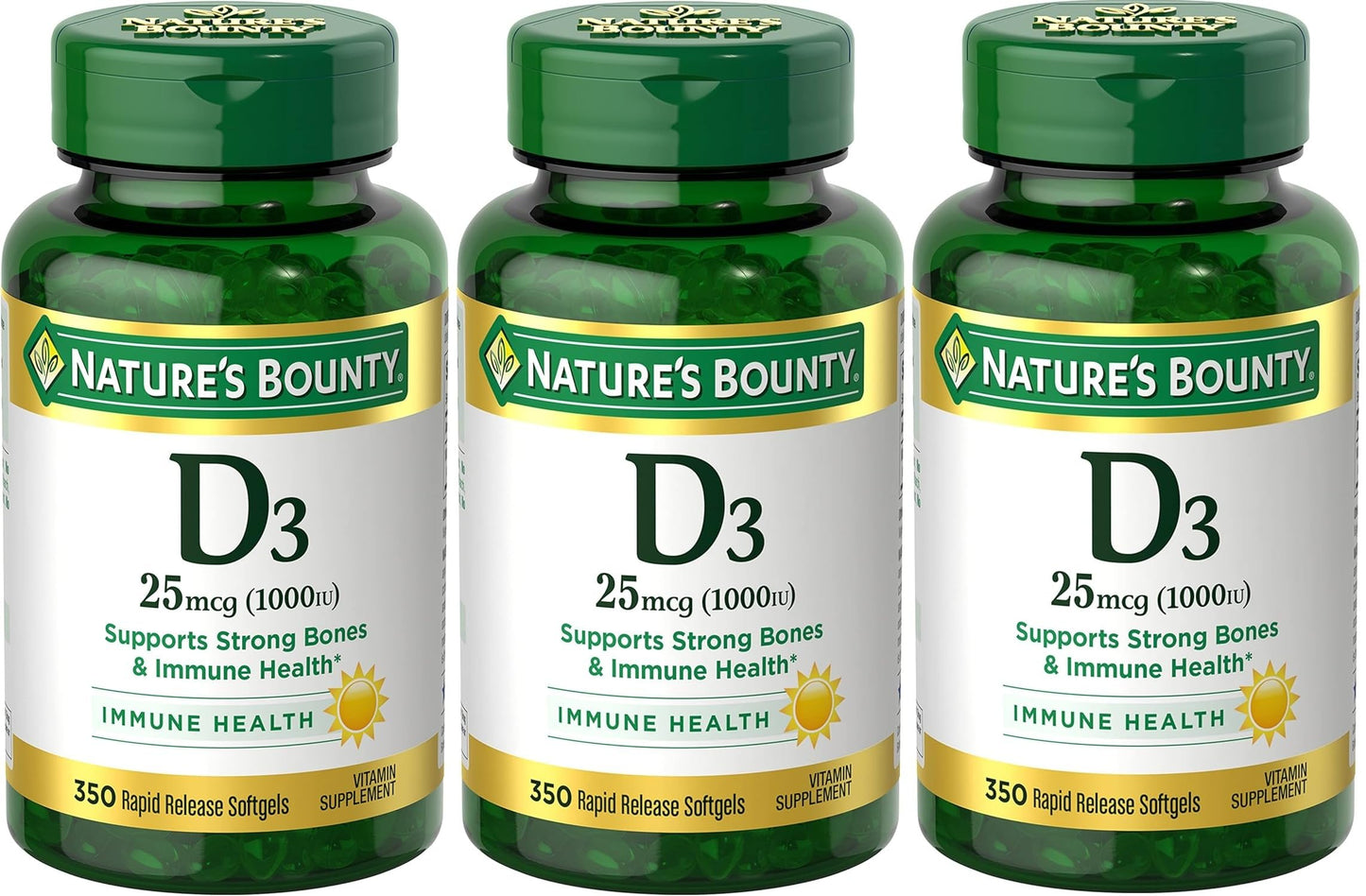 Nature's Bounty D-1000 IU Dietary Supplement Rapid Release Liquid Softgels, 1050 Softgels
