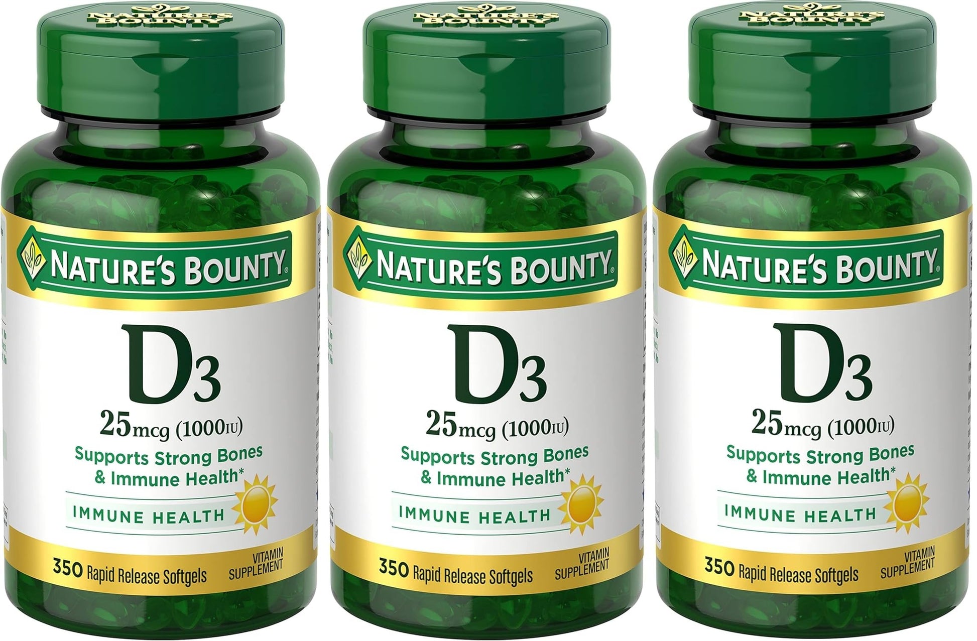 Nature's Bounty D-1000 IU Dietary Supplement Rapid Release Liquid Softgels, 1050 Softgels