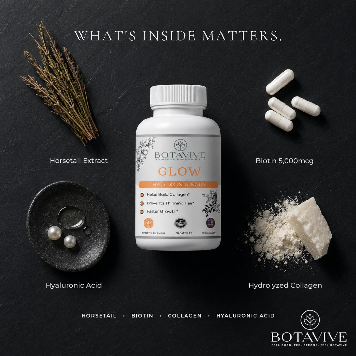Botavive Glow Menopause Hair & Skin Supplement for Women Over 40 Capsules 60 Count