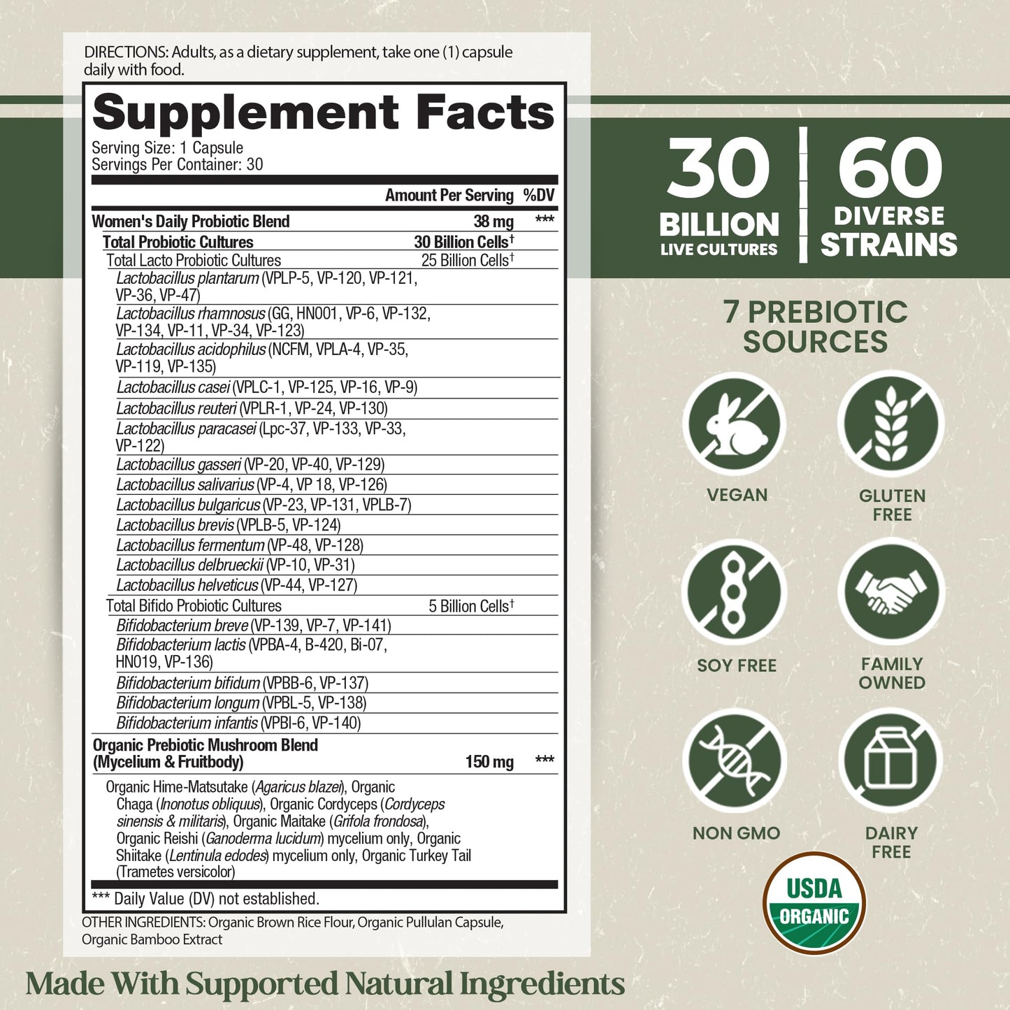 Vital Planet Organic Flora Probiotics for Women Capsules 30