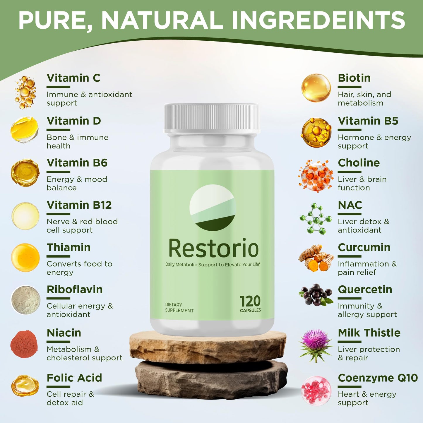 Restorio Metabolic Health Support - Liver & Inflammation Support - Hangover Prevention - Exercise Recovery, 120 Capsules