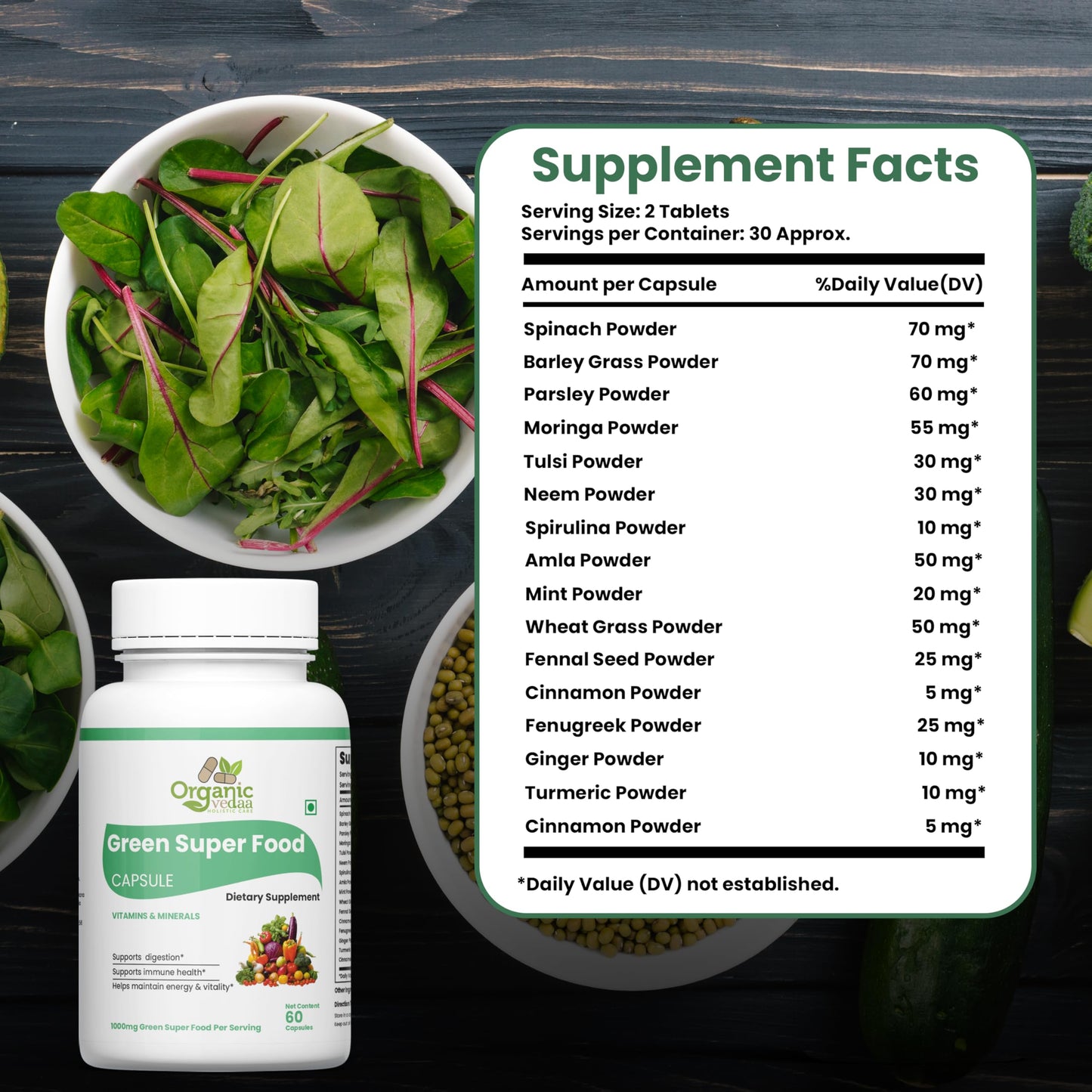 ORGANIC VEDAA HOLISTIC CARE Natural Fiber Supplement for Digestive Health & Regularity Capsule 1 Count