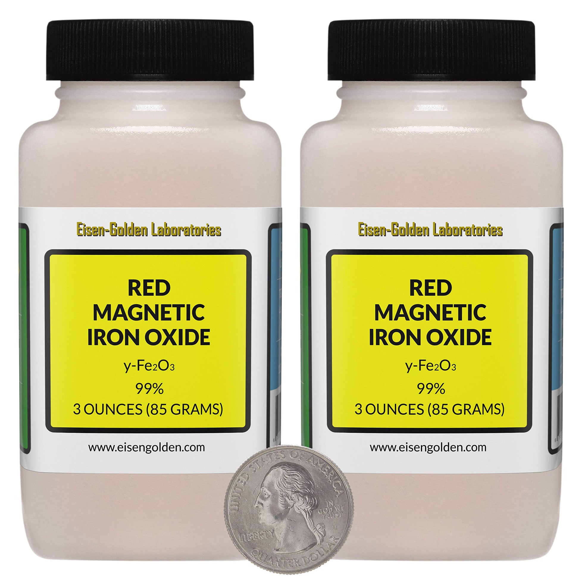 Eisen-Golden Laboratories Red Magnetic Iron Oxide [y-Fe2O3] 99% USP Food Grade Powder, 6 Oz, in Two Bottles