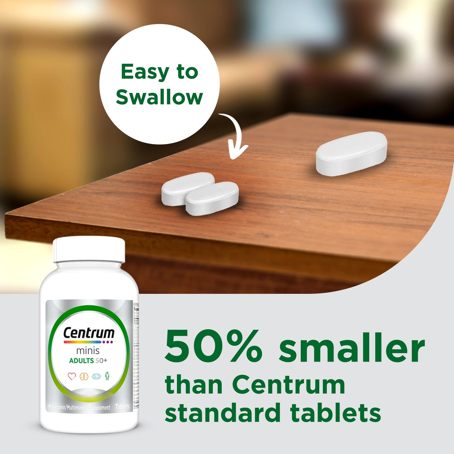 Centrum Minis Silver Multivitamin for Adults 50 Plus Multimineral Supplement Tablets 320