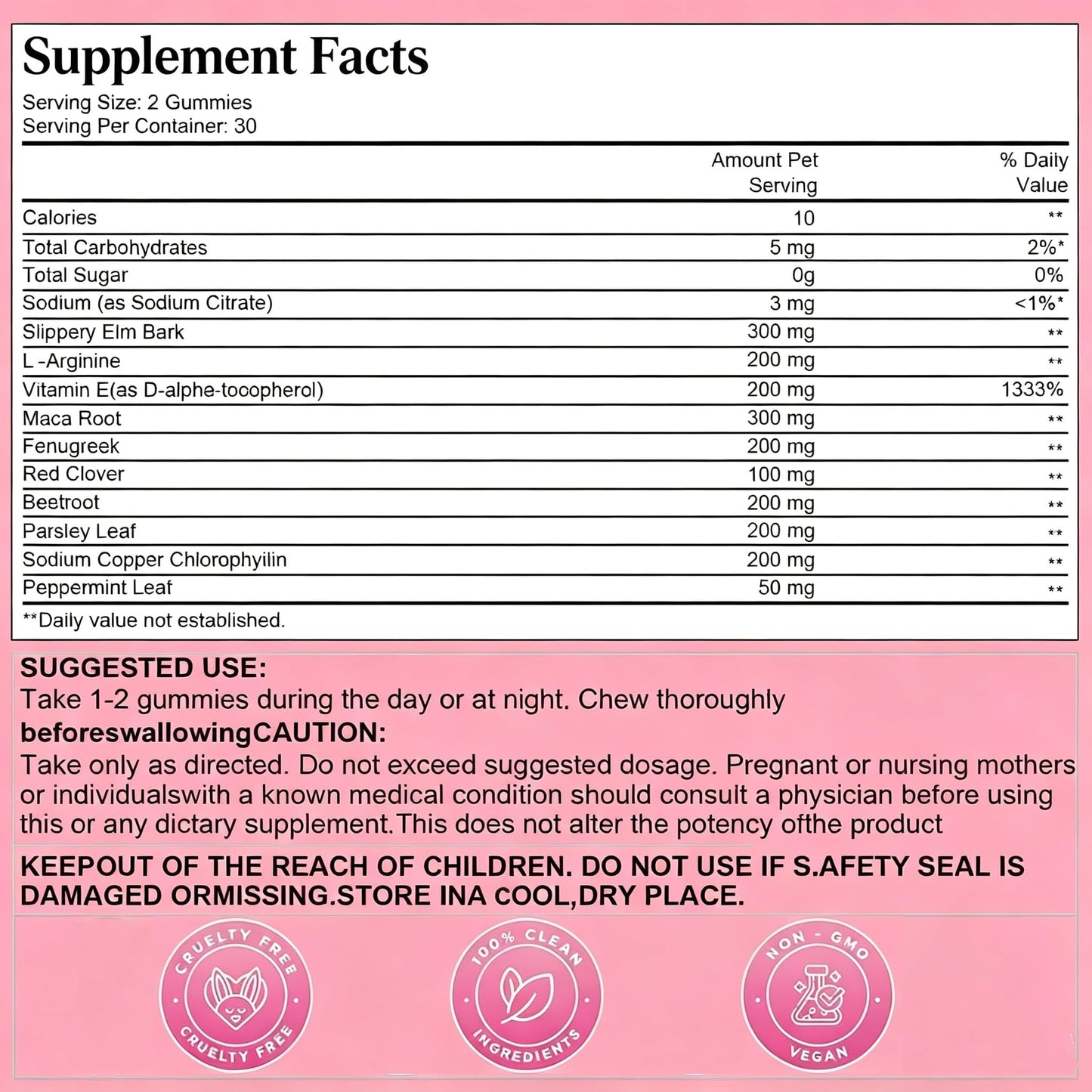 ORIAPT Women's Pheromone Gummies with Slippery Elm, 60 Count