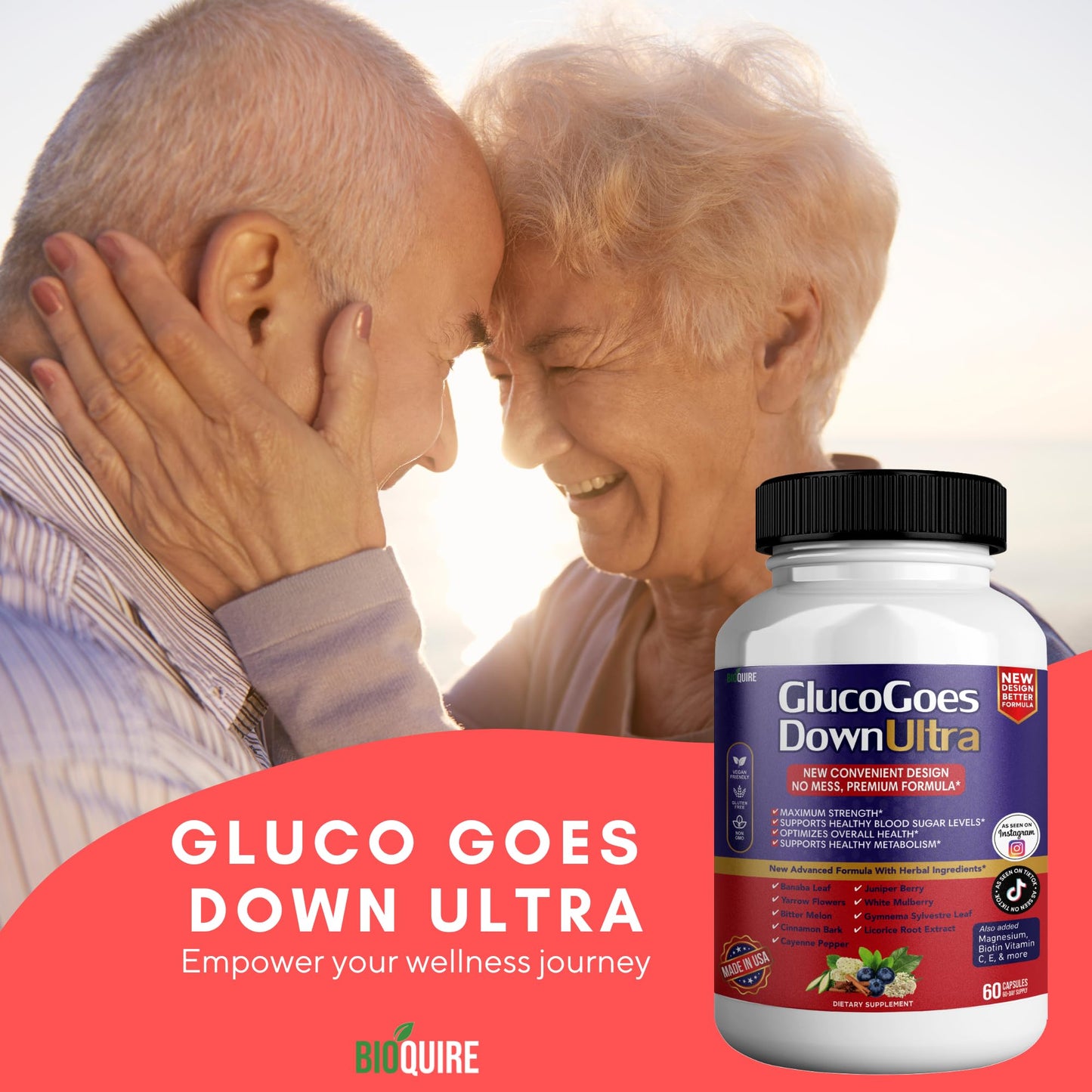 BIOQUIRE GlucoGoes Down Ultra Dietary Supplement Capsule, 60 Capsules