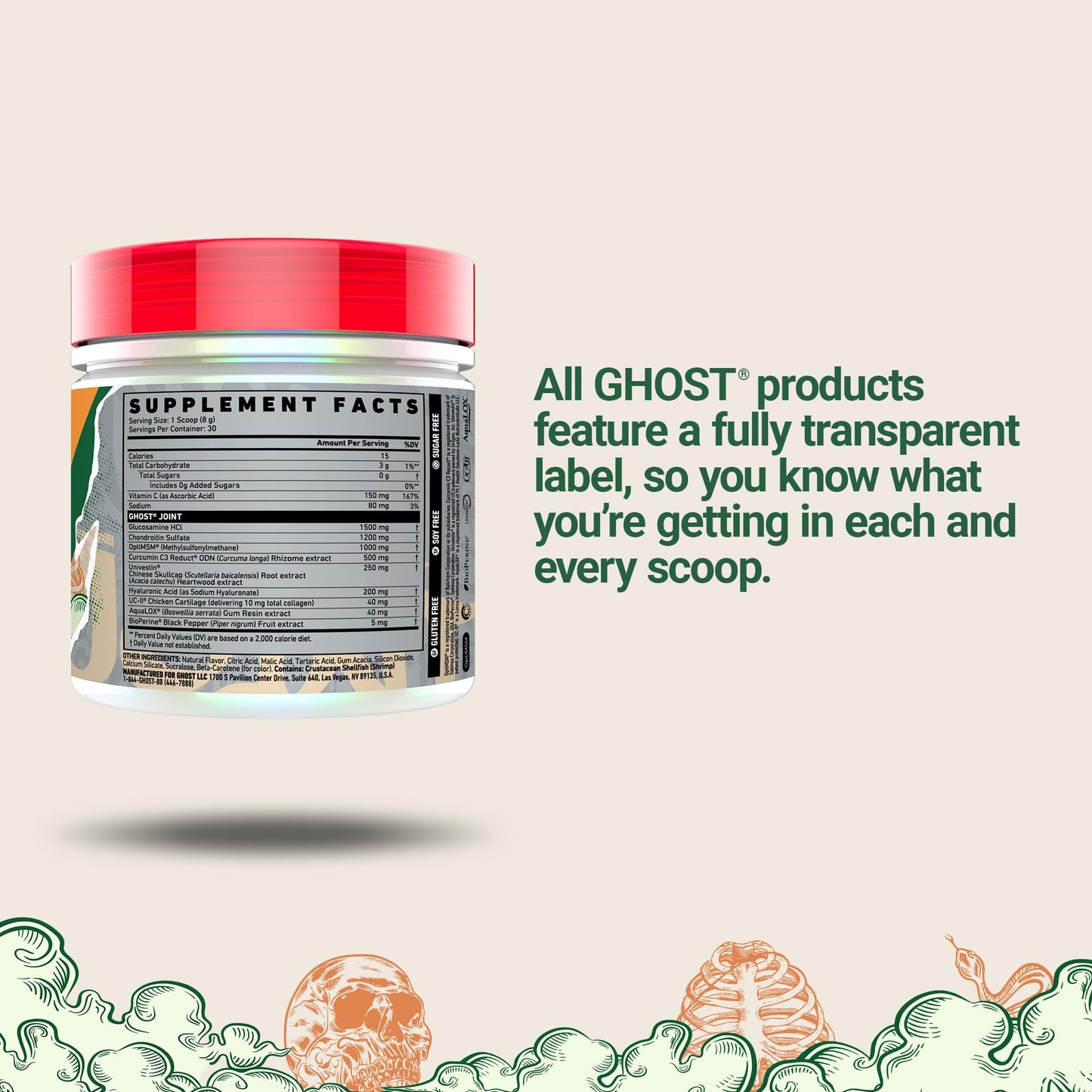 GHOST Joint Supplement Orange Cream Powder 8.5 oz