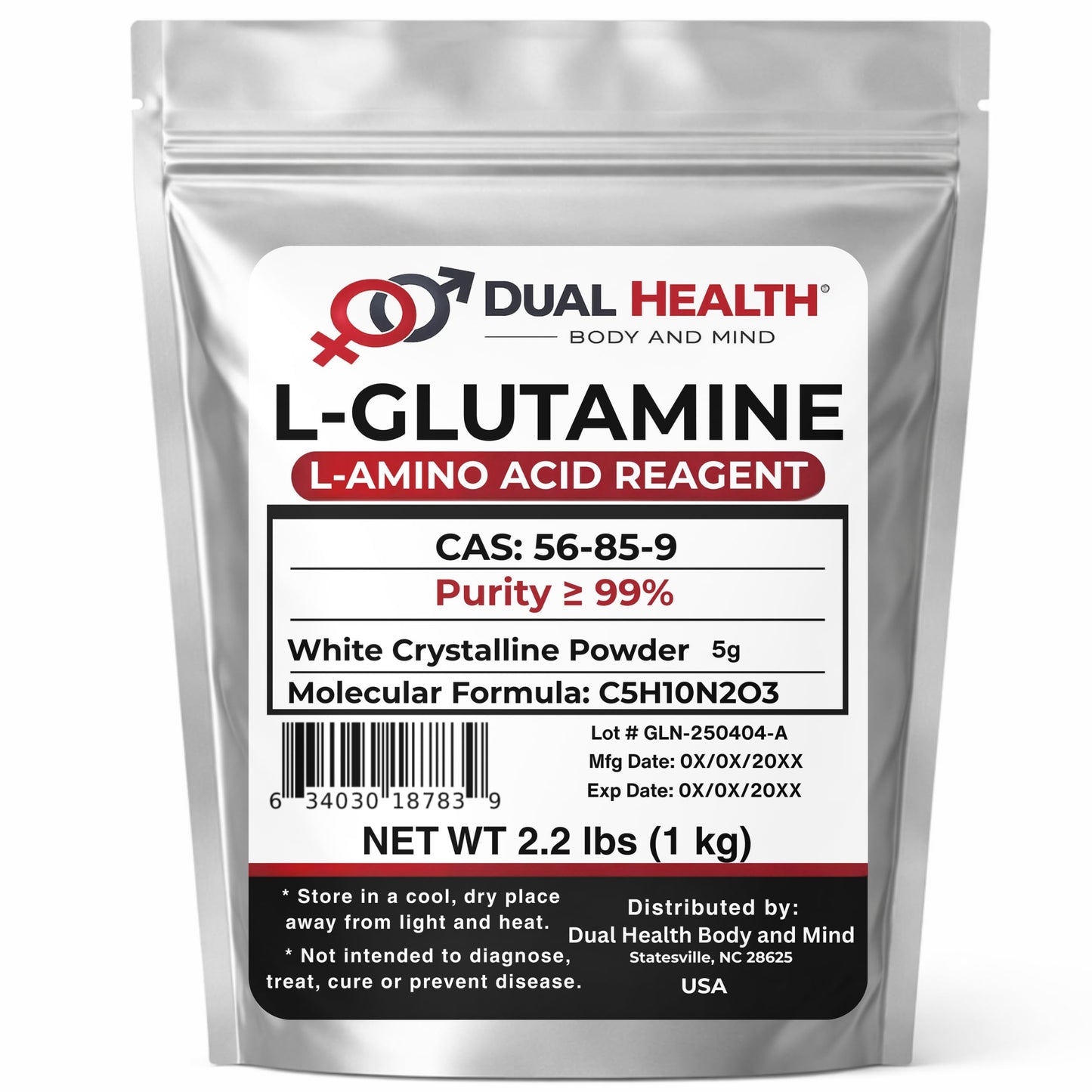 Dual Health Body & Mind L-Glutamine Powder 2.2 Ounce