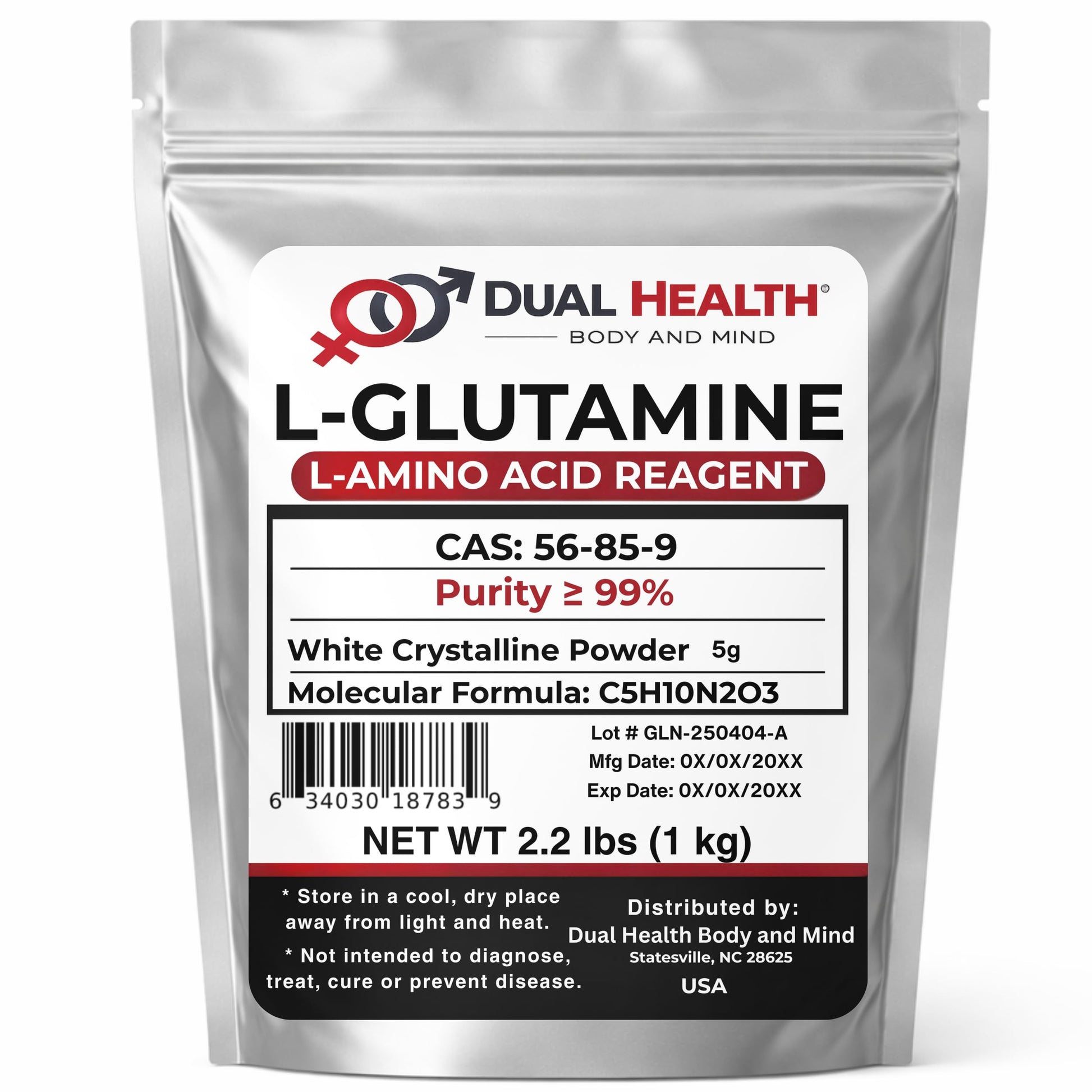 Dual Health Body & Mind L-Glutamine Powder 2.2 Ounce