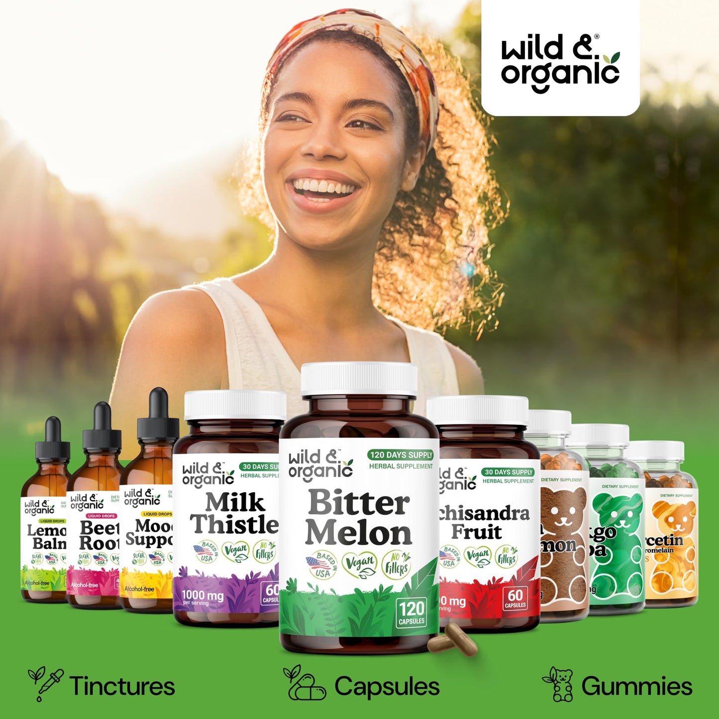 Wild & Organic Bitter Melon 500 mg Capsules, 120 Count