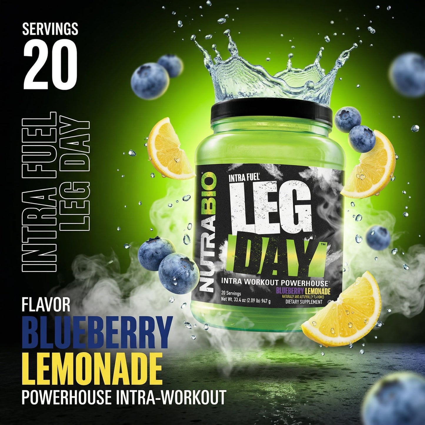 NutraBio Leg Day Intra Workout Powder, 20 Servings