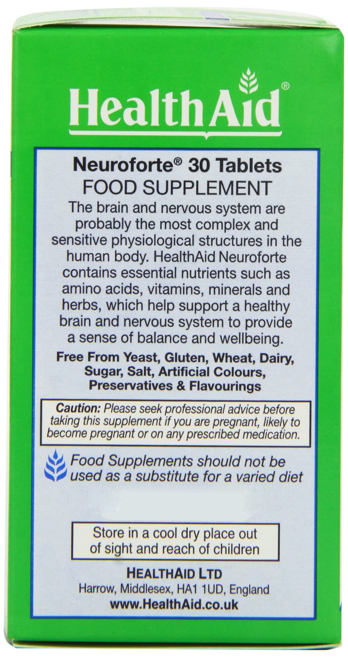 HealthAid NeuroForte Amino Acid B Vitamin Complex Tablets 30 Count
