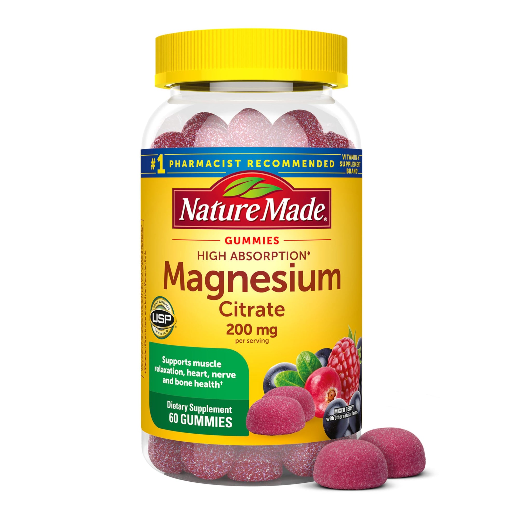 Nature Made High Absorption Magnesium Citrate 200 mg Gummies, 60 Count