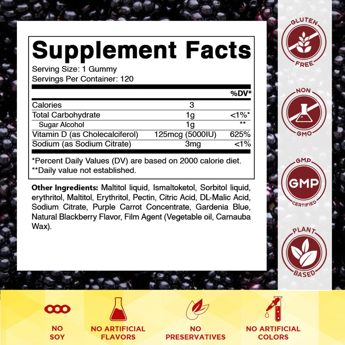 Vitamatic Sugar Free Vitamin D3 5000 IU Gummy, 240 Count